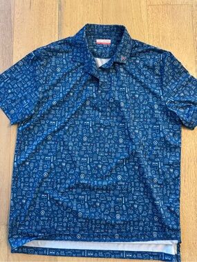 Fore Fathers Texas Navy Icon-Print Short-Sleeve Polo